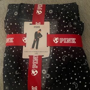 PINK Victoria's Secret Pajama Set - Black with White Celestial Pattern